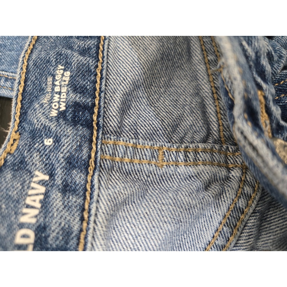 Old Navy Wow Baggy Wide Leg Mid-Rise Medium Wash Blue Jeans 6 - Picture 6 of 7